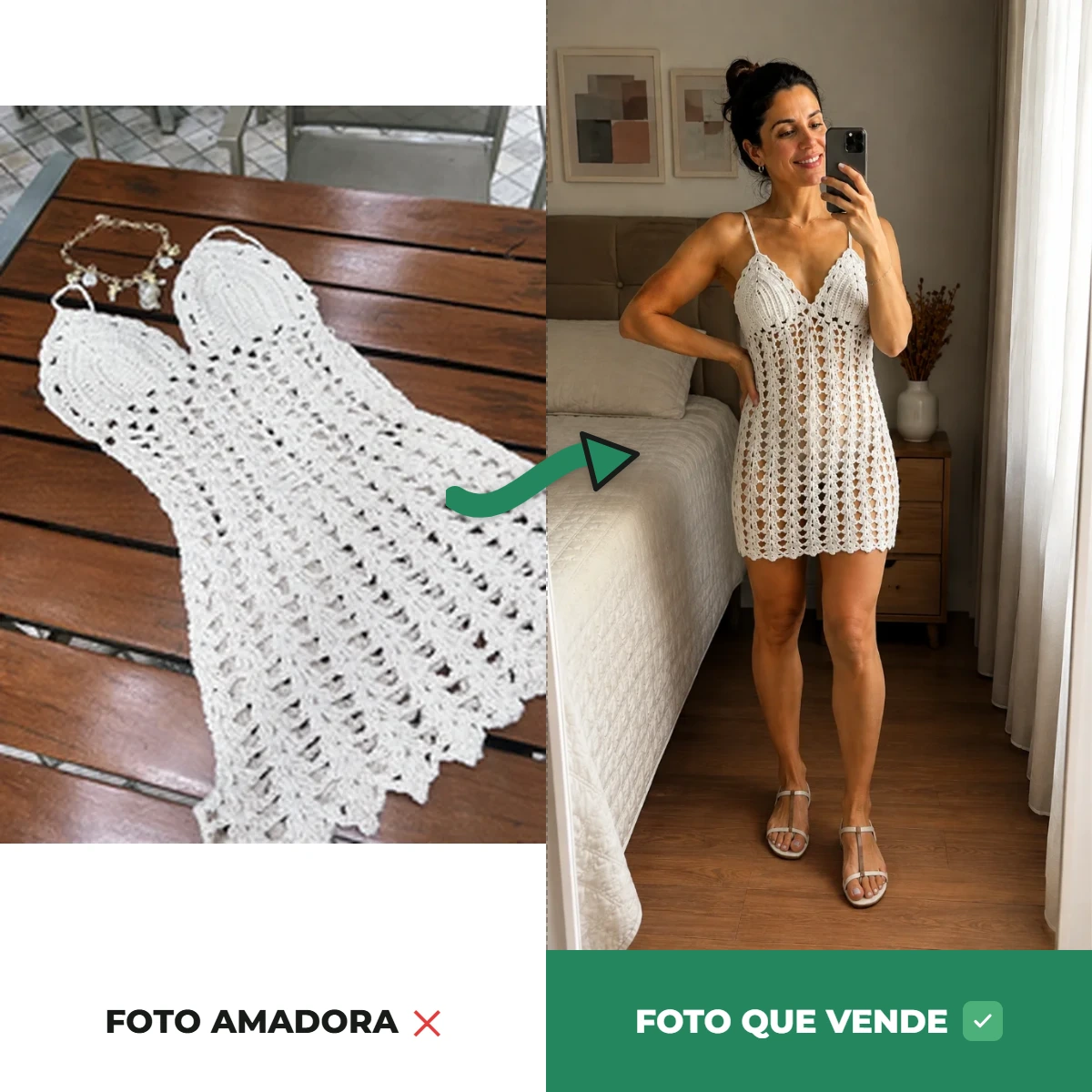 Sousplat de crochê antes e depois