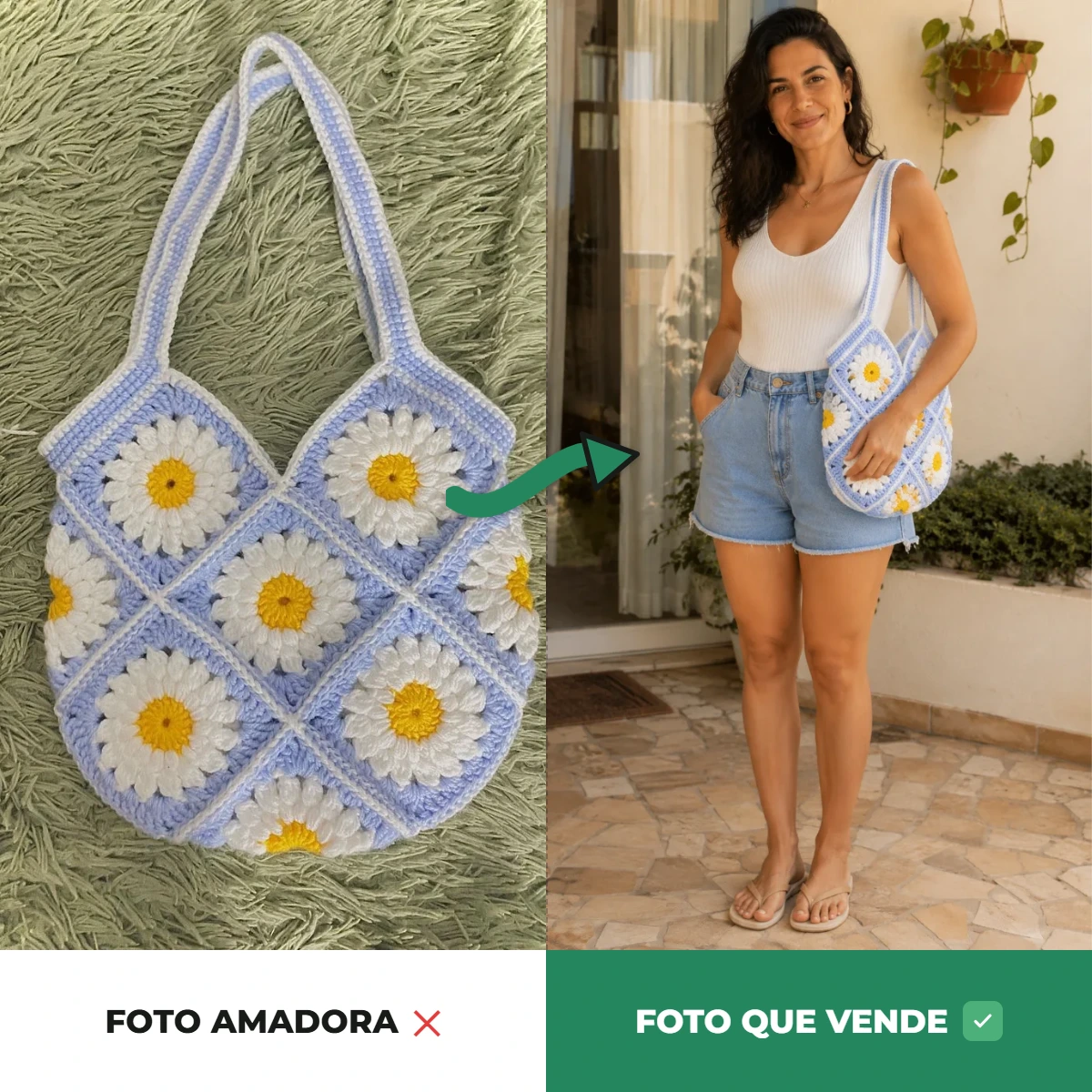Jogo de banheiro de crochê antes e depois