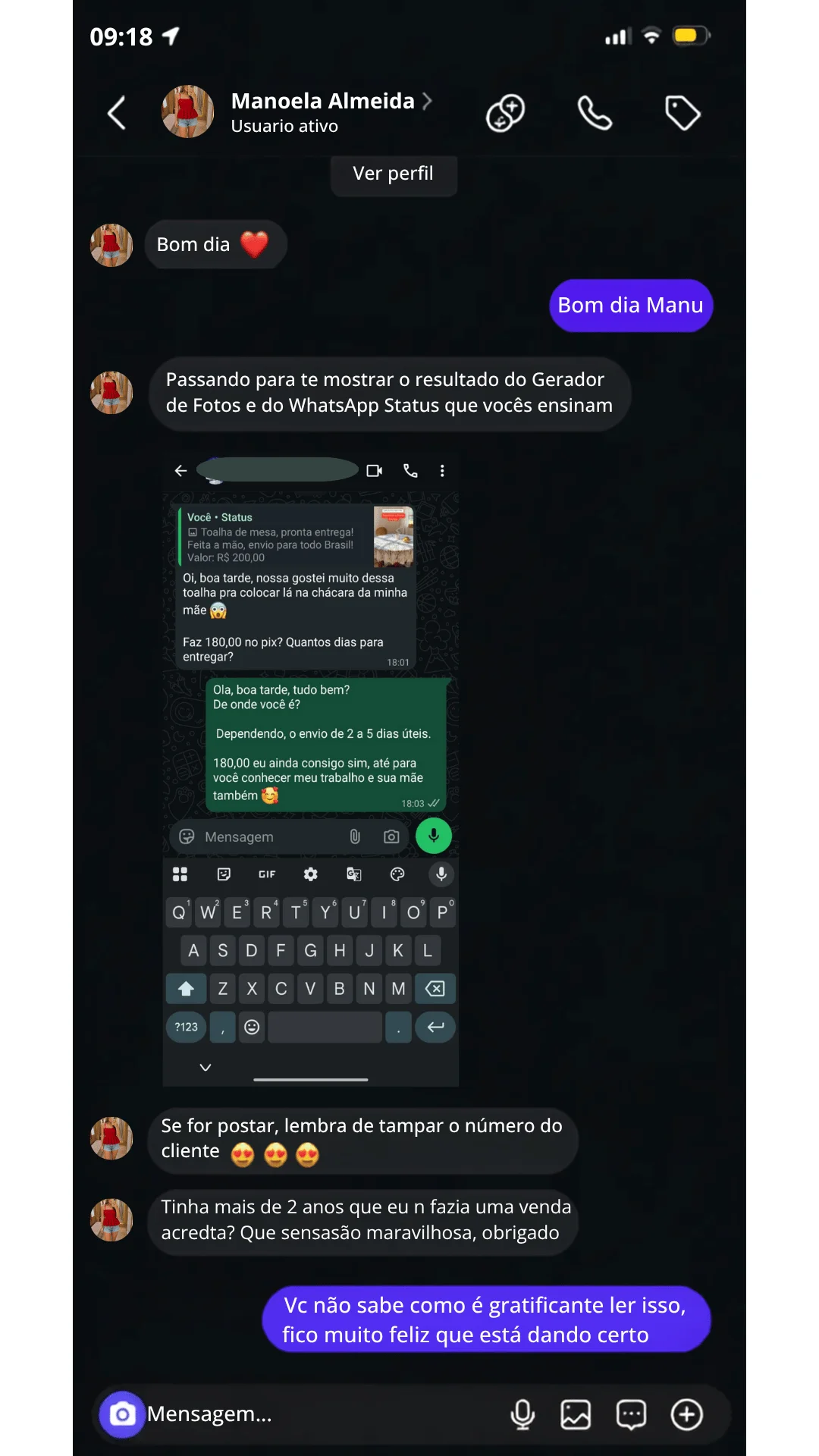 Depoimento real de artesã usando o método